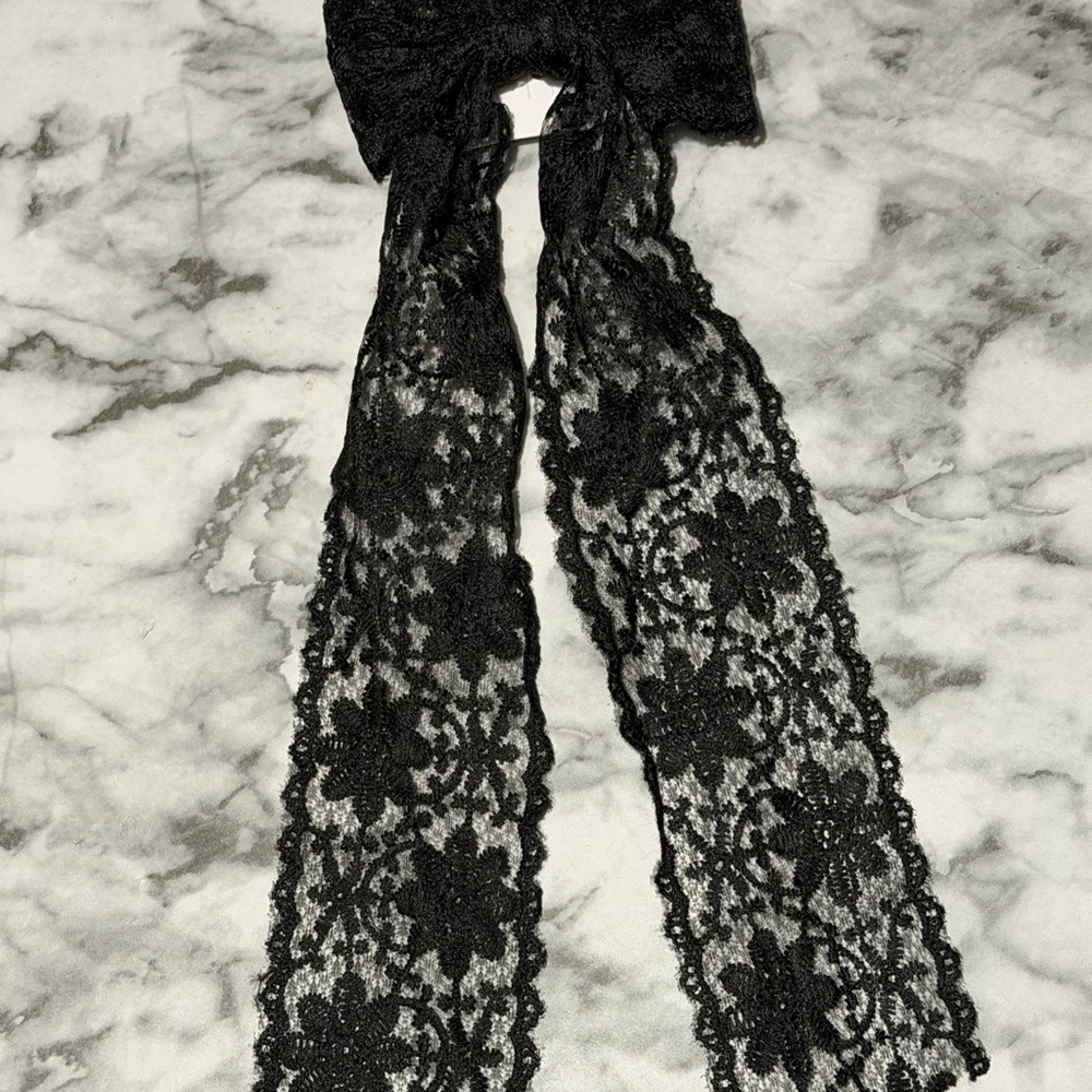 Elegant Black Lace Hair Bow, new, Barette clip